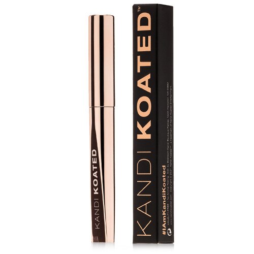 A rose gold tube of PROVOCATIVE Kandi Koated liquid eyeliner next to its black and rose gold box.
